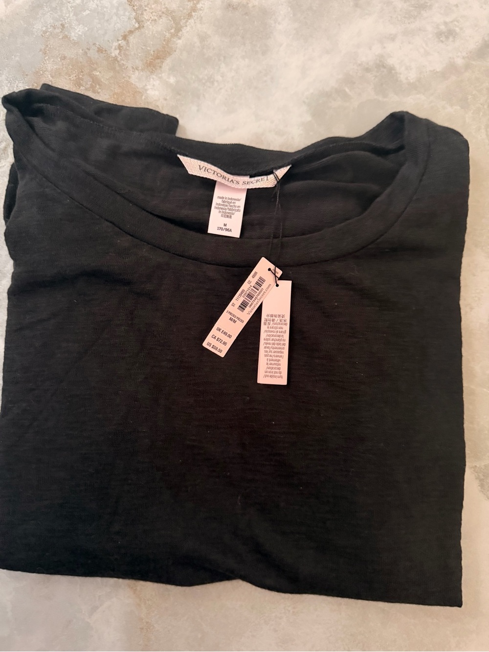 Victoria's Secret Black Long-Sleeve Scoop Neck Tee